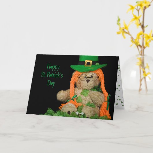 Irish Teddy Bear Kaart (Gele Bloem)