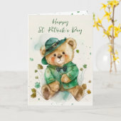 Irish Teddy Bear Kaart (Gele Bloem)