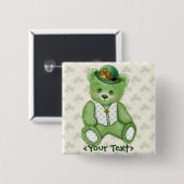Irish Teddybear - Groen Vierkante Button 5,1 Cm (Voorkant /achterkant)