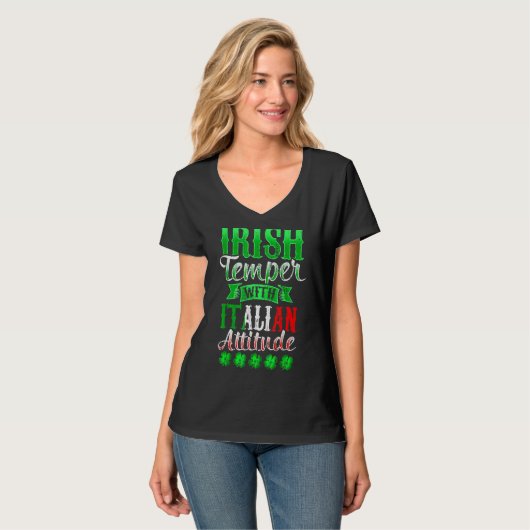 Irish Temper met Italiaanse houding Patrick's Day  T-shirt (Voorkant volledig)