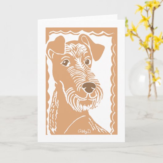 Irish Terrier Art Wenskaart Kaart (Gele Bloem)