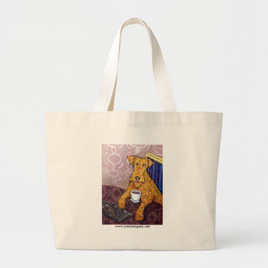Irish Terrier bij de koffiewinkel Grote Tote Bag (Voorkant)