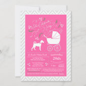 Irish Terrier Dog Baby shower Pink Girl Kaart (Voorkant)