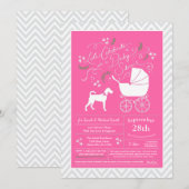 Irish Terrier Dog Baby shower Pink Girl Kaart (Voorkant / Achterkant)