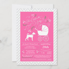 Irish Terrier Dog Baby shower Pink Girl Kaart