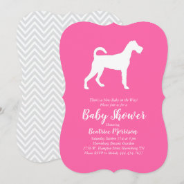 Irish Terrier Dog Baby shower Pink Girl Kaart