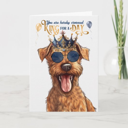 Irish Terrier Dog King voor Dag Grappige Verjaarda Kaart (Voorkant)