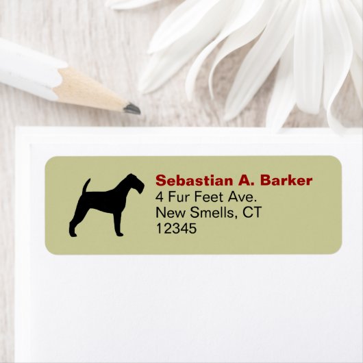 Irish Terrier Dog Silhouette Return Address Labels (Insitu)