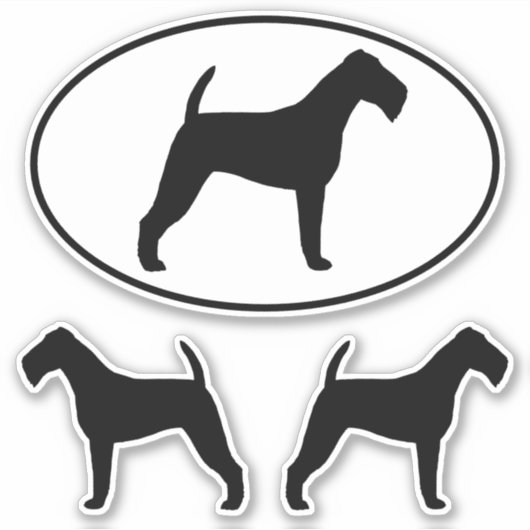 Irish Terrier Dog Silhouettes Vinyl Sticker Set (Voorkant)