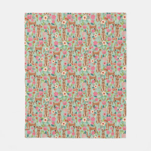 Irish Terrier Floral Blanket - schattige honden go Fleece Deken