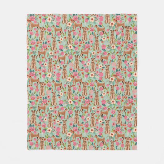 Irish Terrier Floral Blanket - schattige honden go Fleece Deken (Voorkant)
