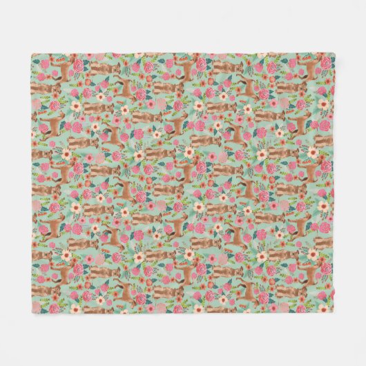 Irish Terrier Floral Blanket - schattige honden go Fleece Deken (Voorkant (Horizontaal))