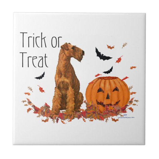 Irish Terrier Halloween Tegeltje (Voorkant)