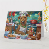 Irish Terrier Holiday Baking: feestelijke kerstdag Kaart (Gele Bloem)