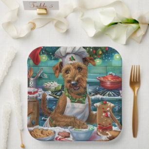 Irish Terrier Holiday Baking: feestelijke kerstdag Papieren Bordje