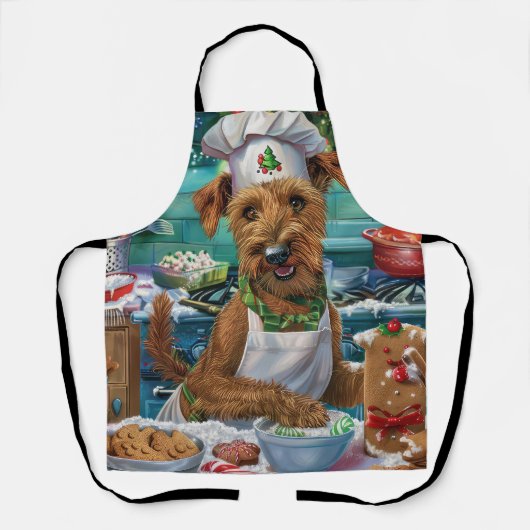 Irish Terrier Holiday Baking: feestelijke kerstdag Schort (Voorkant)