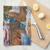 Irish Terrier Holiday Baking: feestelijke kerstdag Theedoek (Quarter Fold)