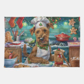 Irish Terrier Holiday Baking: feestelijke kerstdag Theedoek (Horizontaal)
