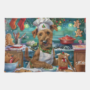 Irish Terrier Holiday Baking: feestelijke kerstdag Theedoek