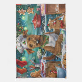 Irish Terrier Holiday Baking: feestelijke kerstdag Theedoek (Verticaal)