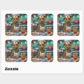 Irish Terrier Holiday Baking: feestelijke kerstdag Vierkante Sticker (Vel)