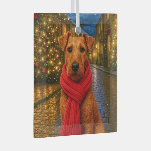 Irish Terrier Holiday  Glas Ornament (Voorkant Rechts)