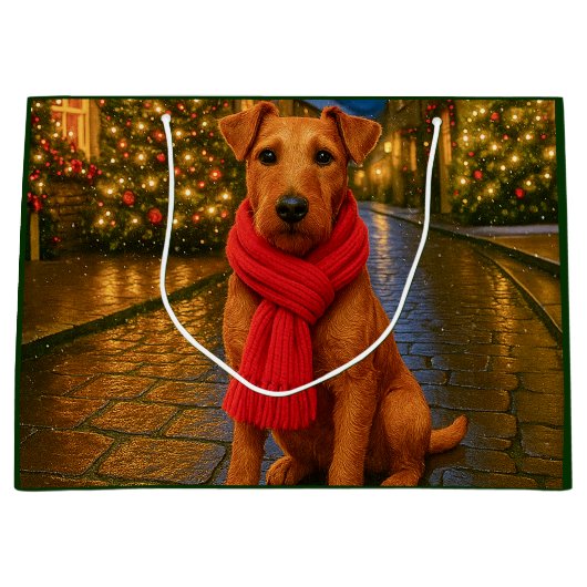 Irish Terrier Holiday  Groot Cadeauzakje (Voorkant)