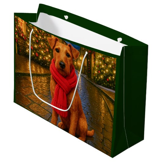 Irish Terrier Holiday  Groot Cadeauzakje (Voorkant Gekanteld)