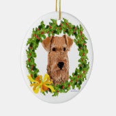 Irish Terrier Holly Wreath Keramisch Ornament (Rechts)