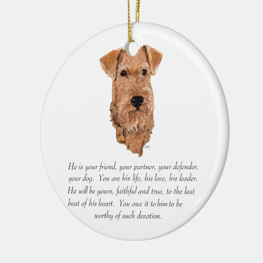 Irish Terrier Keepomwille - Male Keramisch Ornament (Links)