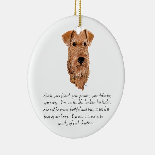 Irish Terrier Keepomwille - Vrouw Keramisch Ornament (Rechts)