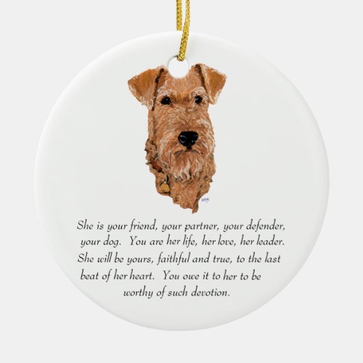 Irish Terrier Keepomwille - Vrouw Keramisch Ornament (Voorkant)