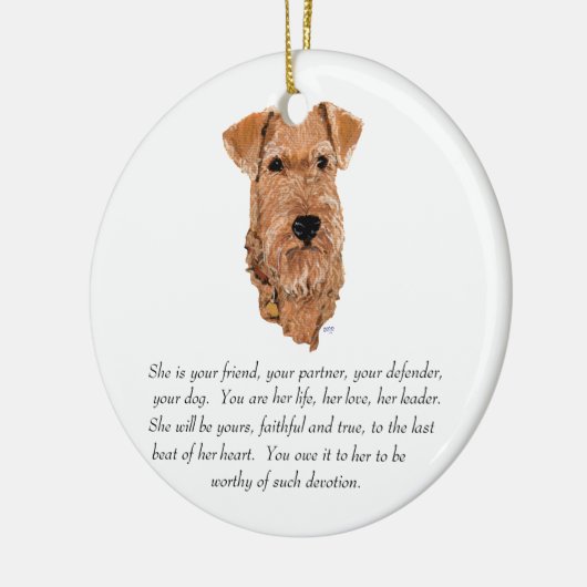 Irish Terrier Keepomwille - Vrouw Keramisch Ornament (Links)