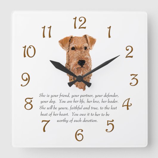 Irish Terrier Keepsake - Vrouw Vierkante Klok (Voorkant)