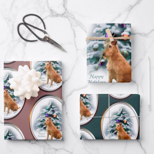 Irish Terrier kerstcadeaus Inpakpapier Vel (Voorkant)