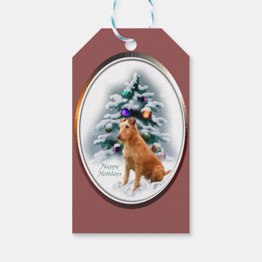 Irish Terrier Kerstmis Cadeaulabel (Achterkant)