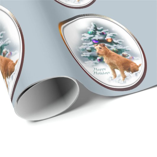 Irish Terrier Kerstmis Cadeaupapier (Rol Hoek)