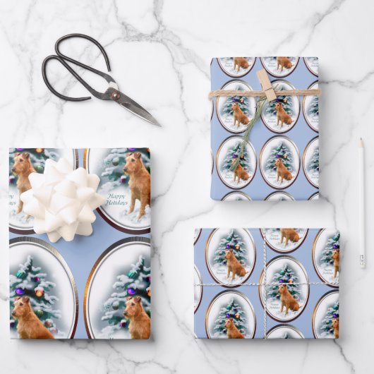Irish Terrier Kerstmis Inpakpapier Vel (Voorkant)