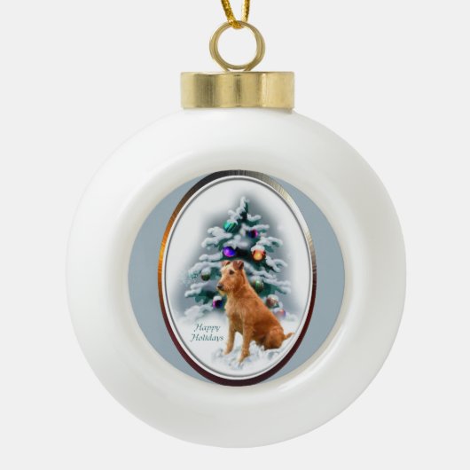Irish Terrier Kerstmis Keramische Bal Ornament (Voorkant)