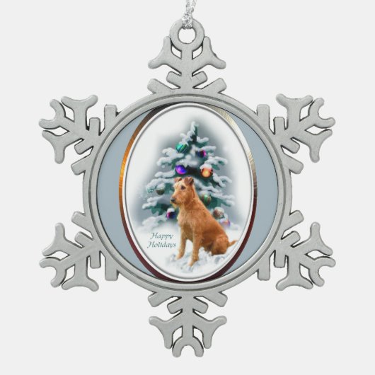 Irish Terrier Kerstmis Tin Sneeuwvlok Ornament (Voorkant)