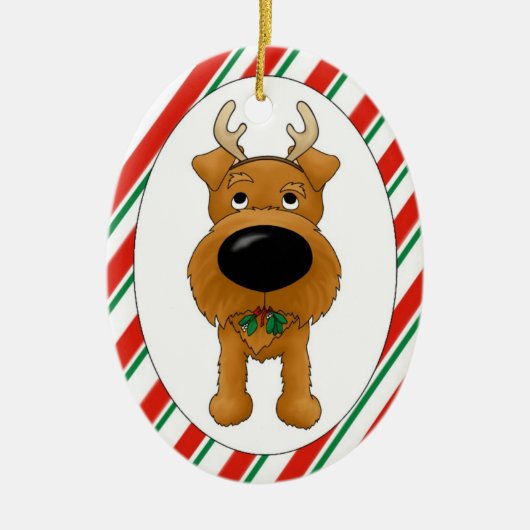 Irish Terrier Kerstversier Keramisch Ornament (Voorkant)