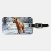 Irish Terrier liet het sneeuwen Kerstmis Bagagelabel (Voorkant horizontaal)