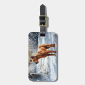 Irish Terrier liet het sneeuwen Kerstmis Bagagelabel (Voorkant verticaal)