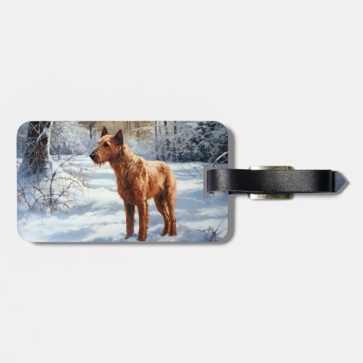 Irish Terrier liet het sneeuwen Kerstmis Bagagelabel (Achterkant horizontaal)