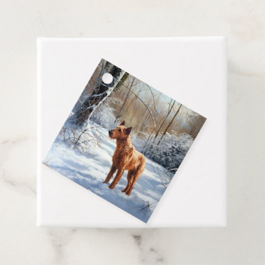 Irish Terrier liet het sneeuwen Kerstmis Bedankjes Labels (In situ)