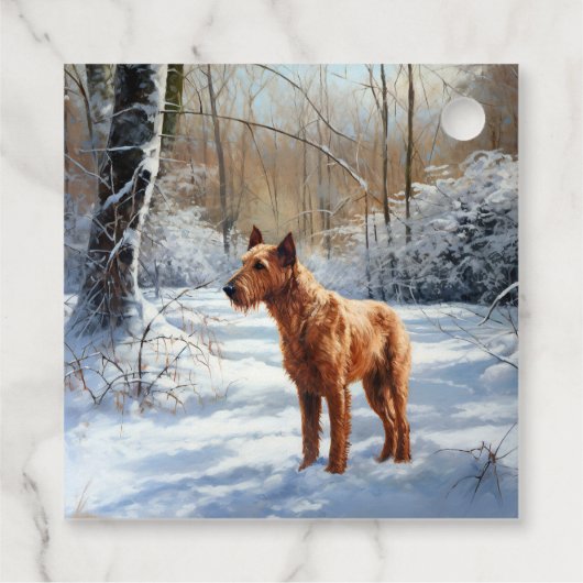 Irish Terrier liet het sneeuwen Kerstmis Bedankjes Labels (Achterkant)
