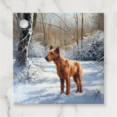 Irish Terrier liet het sneeuwen Kerstmis Bedankjes Labels (Voorkant)