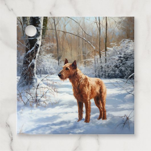 Irish Terrier liet het sneeuwen Kerstmis Bedankjes Labels (Voorkant)