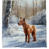 Irish Terrier liet het sneeuwen Kerstmis Douchegordijn (Voorkant)
