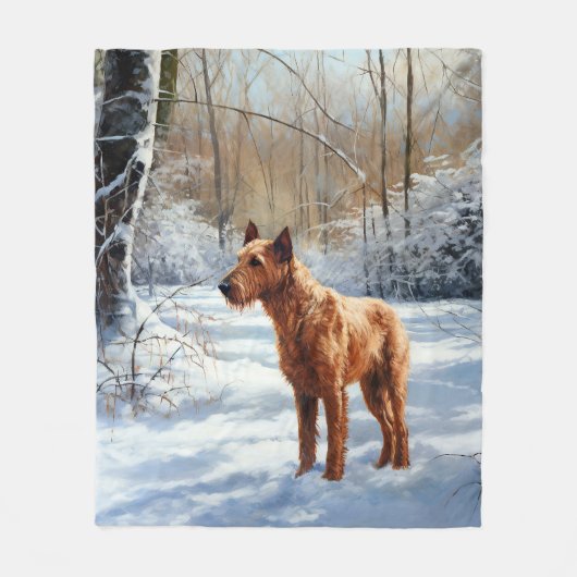 Irish Terrier liet het sneeuwen Kerstmis Fleece Deken (Voorkant)